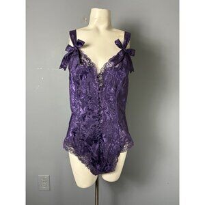 Vintage 90s Victoria's Secret Womens L Purple Bodysuit Teddy Lingerie Lace NWT